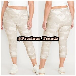 Old Navy High-Waisted PowerSoft Crop Leggings Plus Size XXL “Salt Camo”